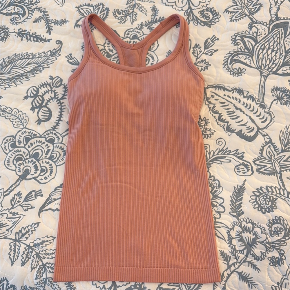 Lululemon Athletica Cream Ribbed Fitted Tank Top